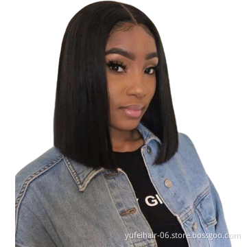 Factory Cheap Price Straight Lace front Wig Unprocessed Remy Brazilian Human Hair Bob Wigs For Black Women